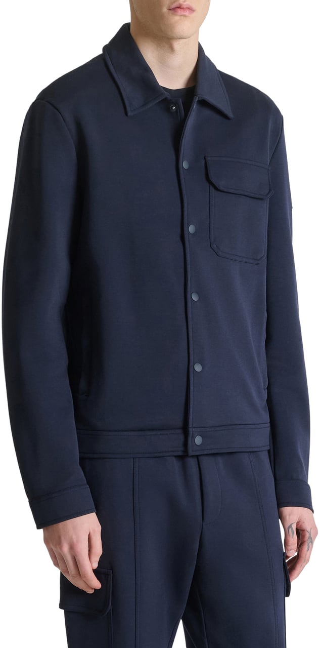 Antony Morato FLEECE SLIM FIT IN BLEND COTTON FABRIC WITH LOGO PLATE Blauw