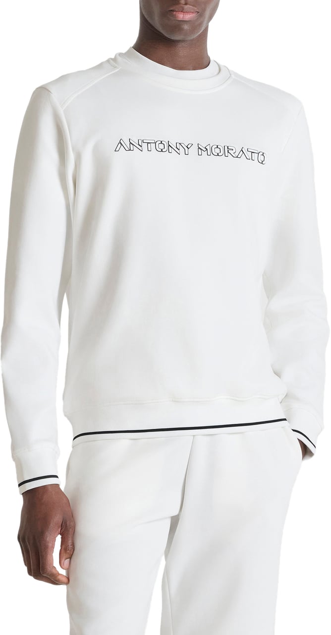 Antony Morato FLEECE REGULAR FIT IN INTRLOCK AND BICOLOR LAYERS LOGO PRINT Beige