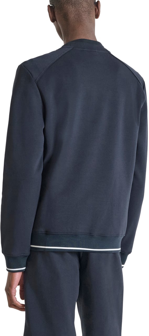 Antony Morato FLEECE REGULAR FIT IN INTRLOCK AND BICOLOR LAYERS LOGO PRINT Blauw