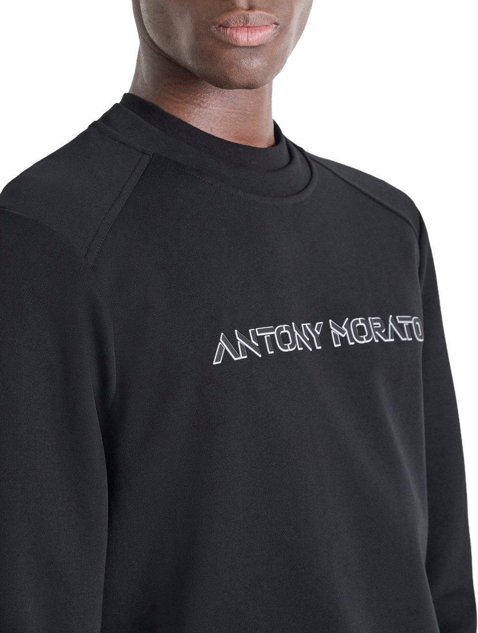 Antony Morato FLEECE REGULAR FIT IN INTRLOCK AND BICOLOR LAYERS  LOGO PRINT Zwart