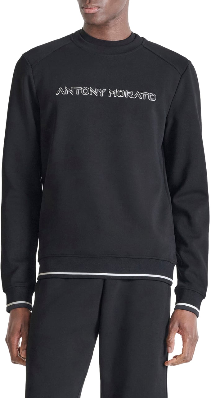 Antony Morato FLEECE REGULAR FIT IN INTRLOCK AND BICOLOR LAYERS  LOGO PRINT Zwart