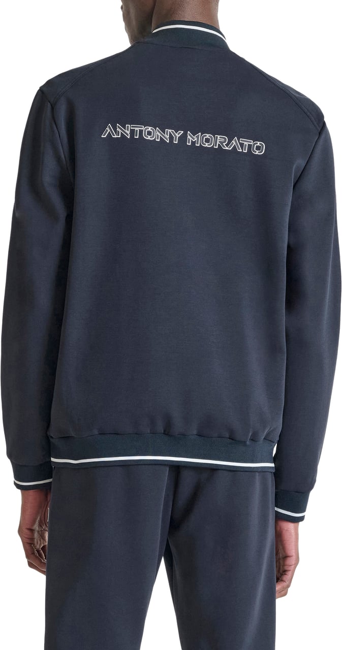 Antony Morato FLEECE REGULAR FIT IN INTERLOCK COTTON BLEND WITH BIVOLOR LAYERS PRINT ON BACK SHOULDER AND HEART Blauw