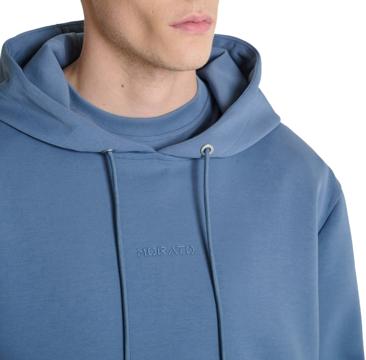 Antony Morato HOODIE RELAXED FIT IN INTERLOCK WITH FOAM PRINT Blauw