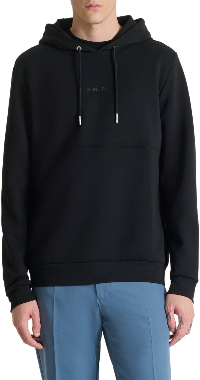 Antony Morato HOODIE RELAXED FIT IN INTERLOCK WITH FOAM PRINT Zwart