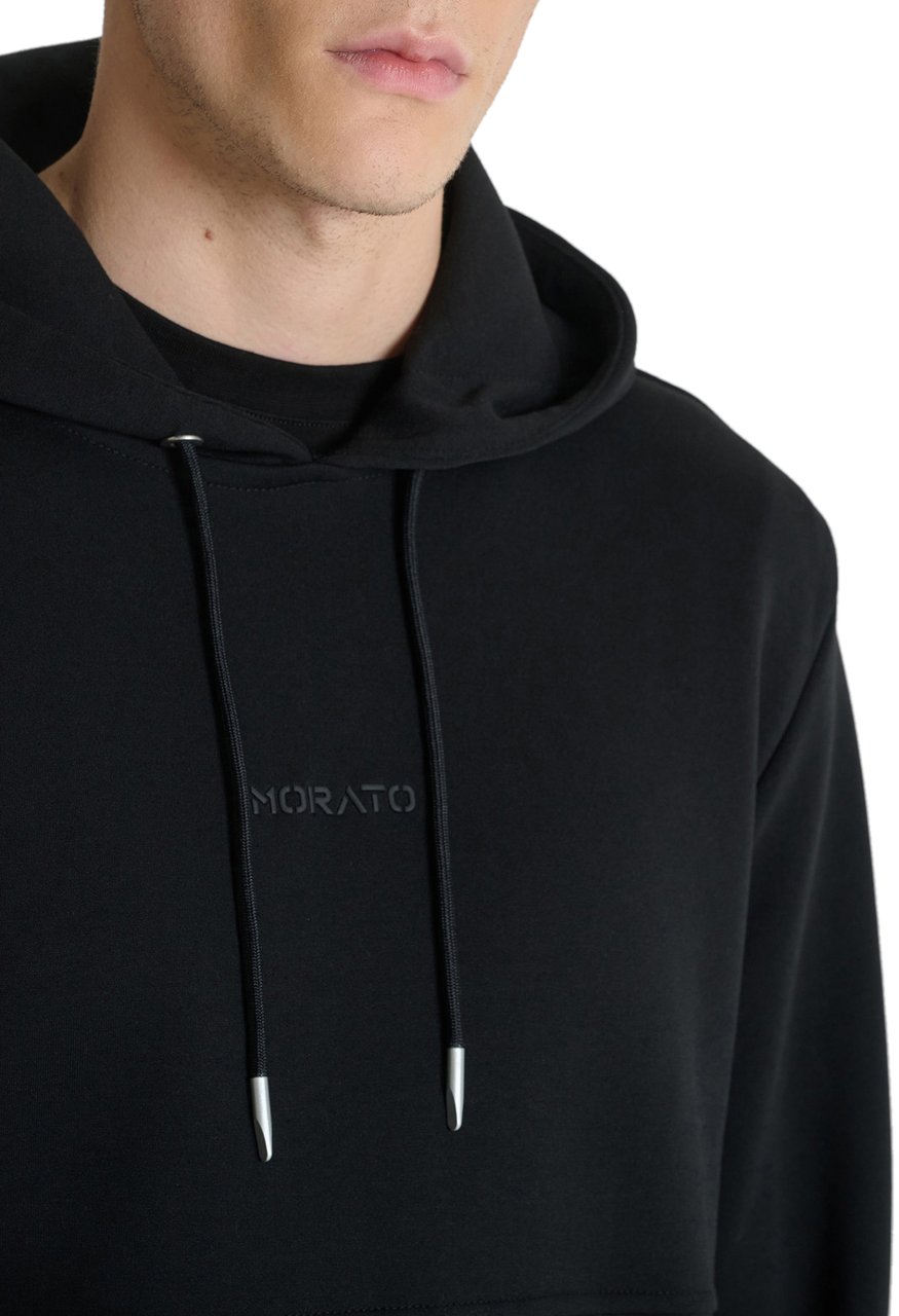 Antony Morato HOODIE RELAXED FIT IN INTERLOCK WITH FOAM PRINT Zwart