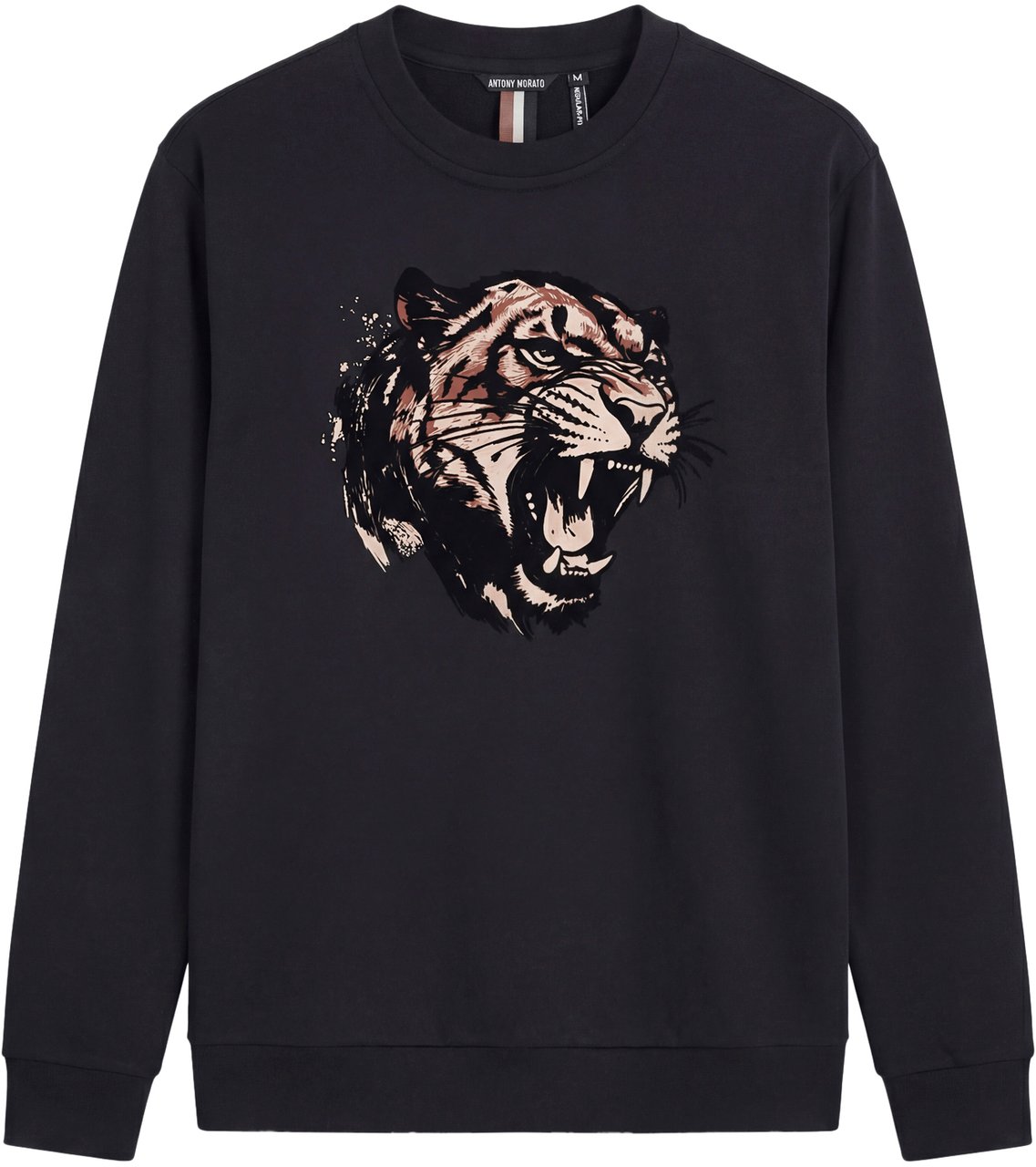 Antony Morato SWEATSHIRT REGULAR FIT IN SUSTAINABLE WITH TIGER PRINT Zwart