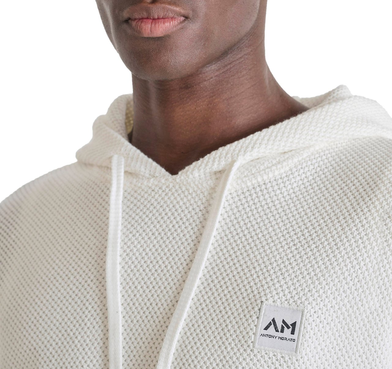 Antony Morato HOODIE RELAXED FIT IN DOBBY WITH EMBROIDERED LOGO Beige
