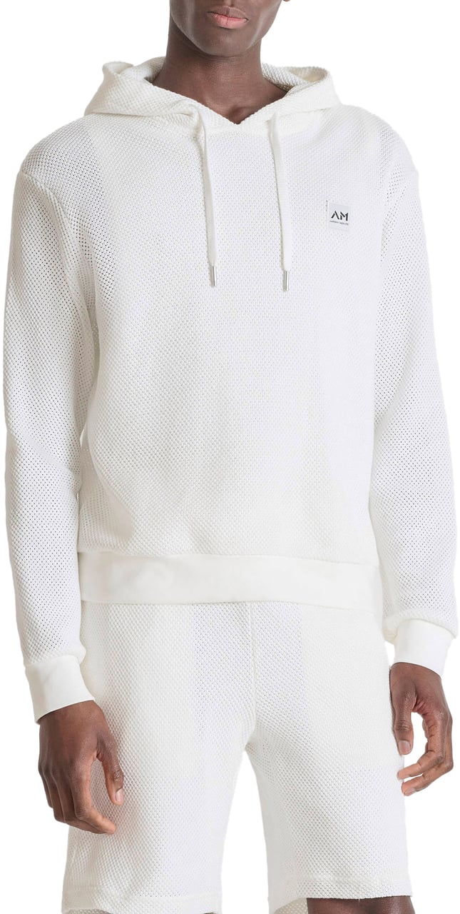 Antony Morato HOODIE RELAXED FIT IN DOBBY WITH EMBROIDERED LOGO Beige