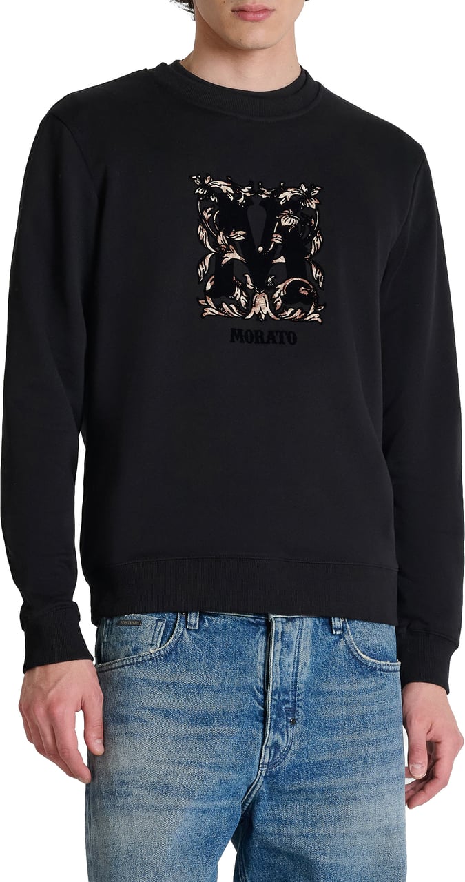 Antony Morato SWEATSHIRT REGULAR FIT EARLY IN INTERLOCK COTTON BLEND FABRIC WITH FOAM LOGO PRINT Zwart