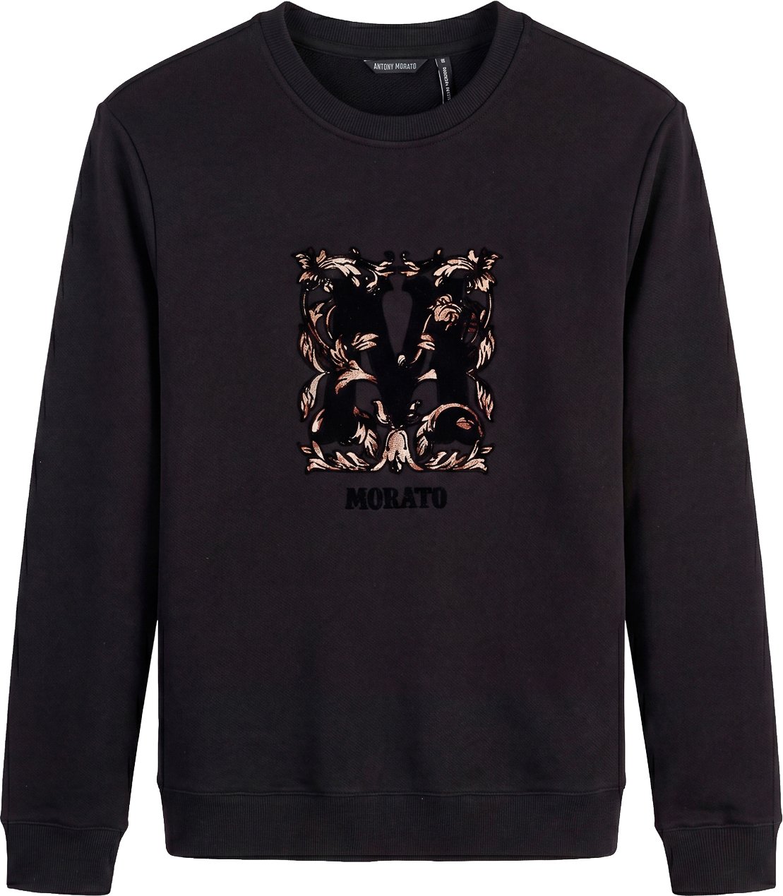 Antony Morato SWEATSHIRT REGULAR FIT EARLY IN INTERLOCK COTTON BLEND FABRIC WITH FOAM LOGO PRINT Zwart