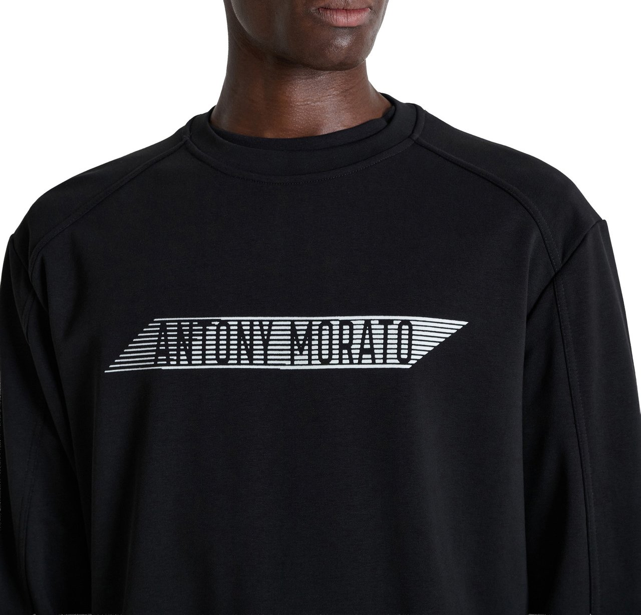 Antony Morato SWEATSHIRT RELAXED FIT IN SUSTAINABLE COTTON BLEND FABRIC WITH RUBBER FLOCK PRINT ON FRONT AND BACK Zwart