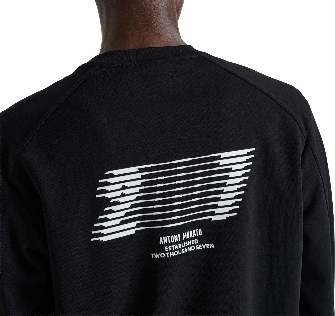 Antony Morato SWEATSHIRT RELAXED FIT IN SUSTAINABLE COTTON BLEND FABRIC WITH RUBBER FLOCK PRINT ON FRONT AND BACK Zwart