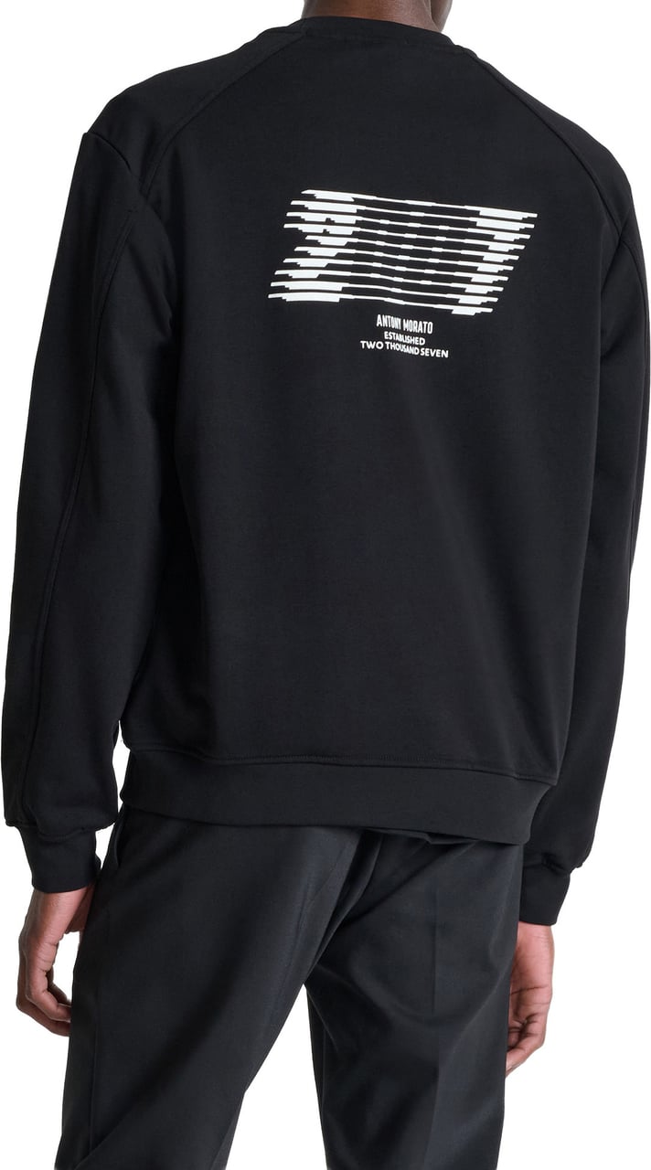 Antony Morato SWEATSHIRT RELAXED FIT IN SUSTAINABLE COTTON BLEND FABRIC WITH RUBBER FLOCK PRINT ON FRONT AND BACK Zwart