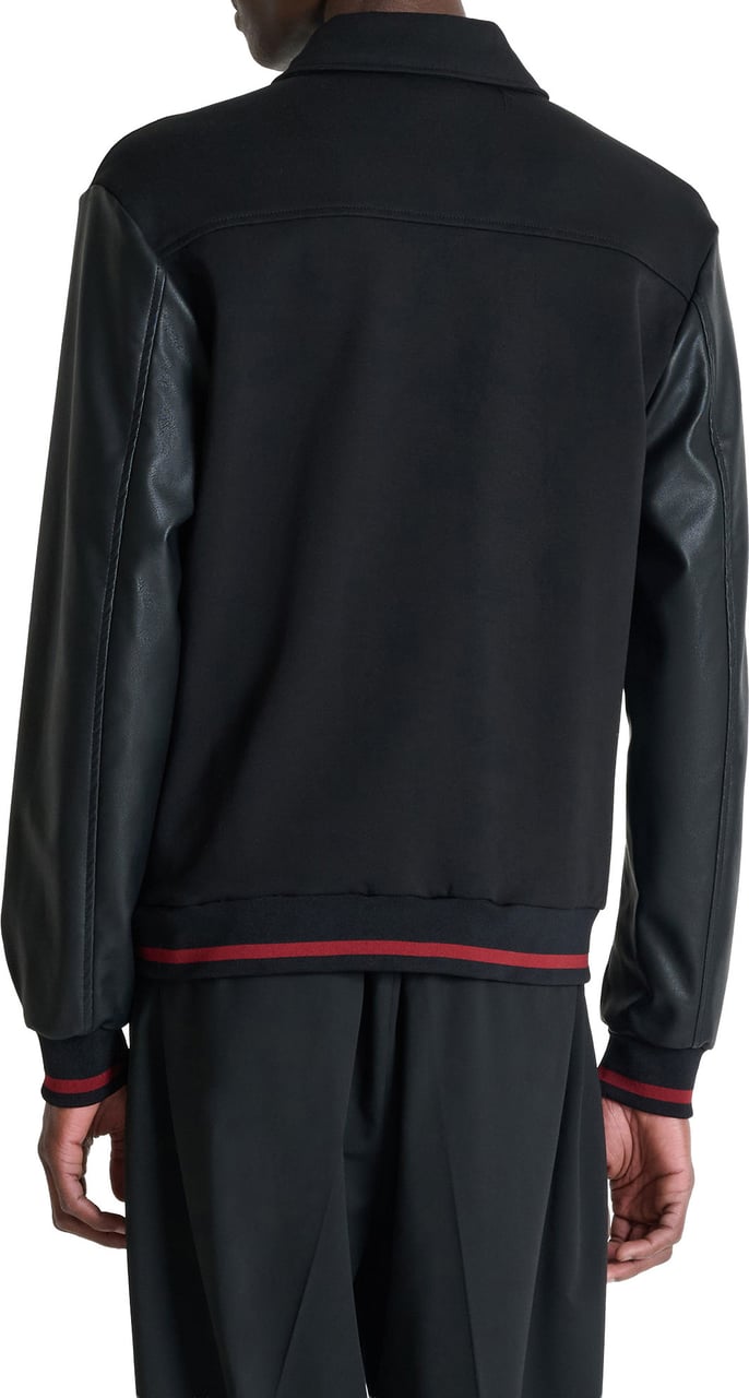 Antony Morato BOMBER FLEECE REGULAR FIT IN BLEND COTTON WITH SILICONE AND METAL LOGO PATCH ON BACK SHOULDER Zwart