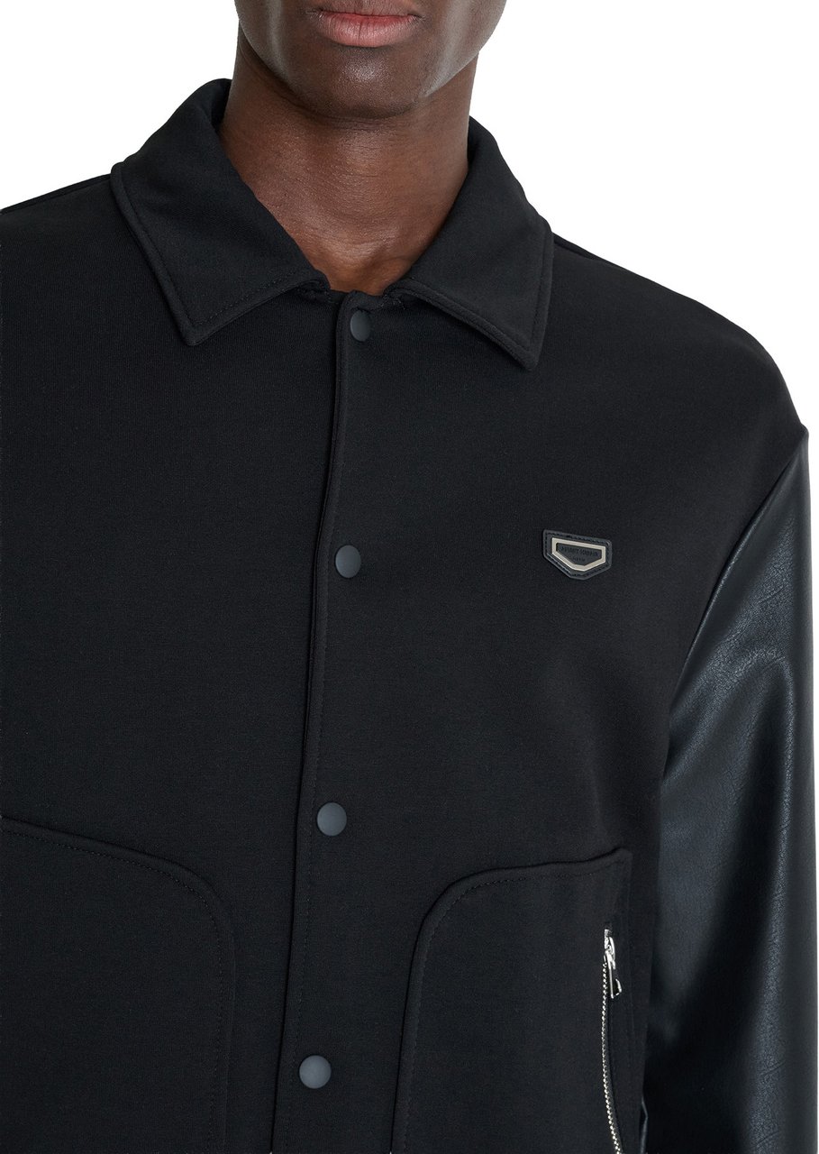 Antony Morato BOMBER FLEECE REGULAR FIT IN BLEND COTTON WITH SILICONE AND METAL LOGO PATCH ON BACK SHOULDER Zwart