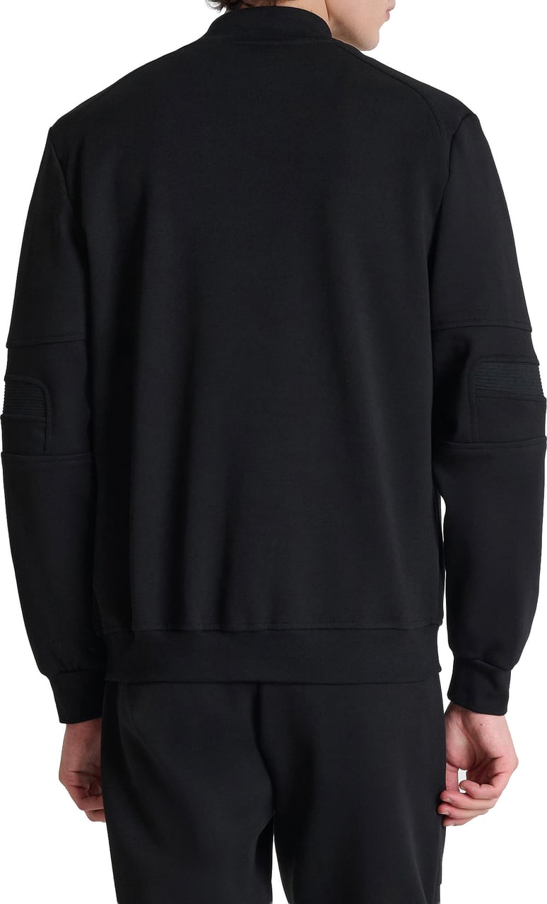 Antony Morato FLEECE JACKET REGULAR FIT INTERLOCK FABRIC WITH METAL PLATE ON HEART Zwart