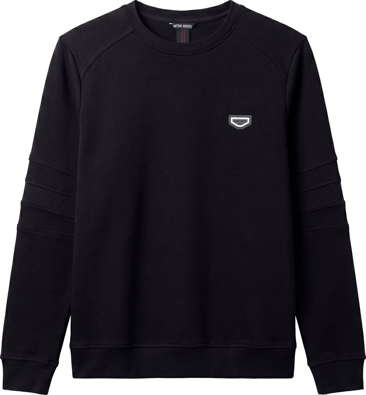 Antony Morato FLEECE REGULAR FIT INTERLOCK FABRIC WITH RIB ON SLEEVES AND METAL PLATE ON CHEST Zwart