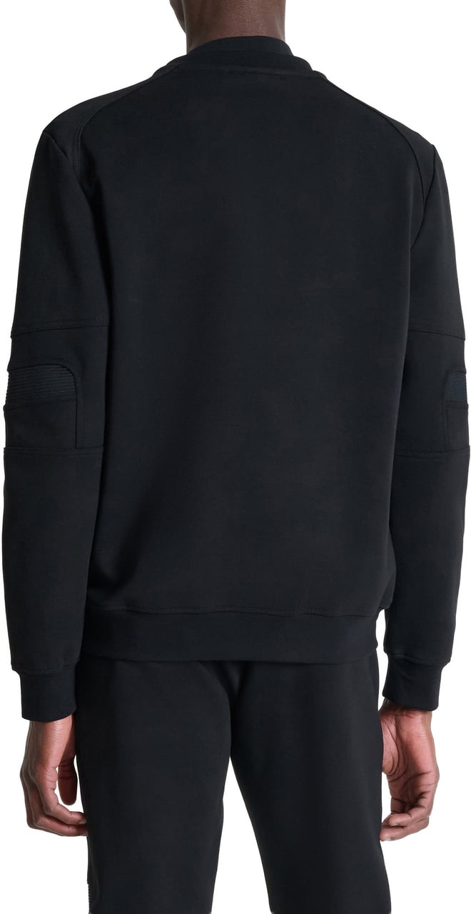 Antony Morato FLEECE REGULAR FIT INTERLOCK FABRIC WITH RIB ON SLEEVES AND METAL PLATE ON CHEST Zwart