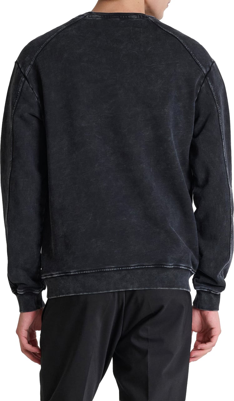 Antony Morato SWEATSHIRT RELAXED FIT WITH SILVER LOGO PRINT WITH SULPHUR DYE + STONE +SNOW WASH Grijs