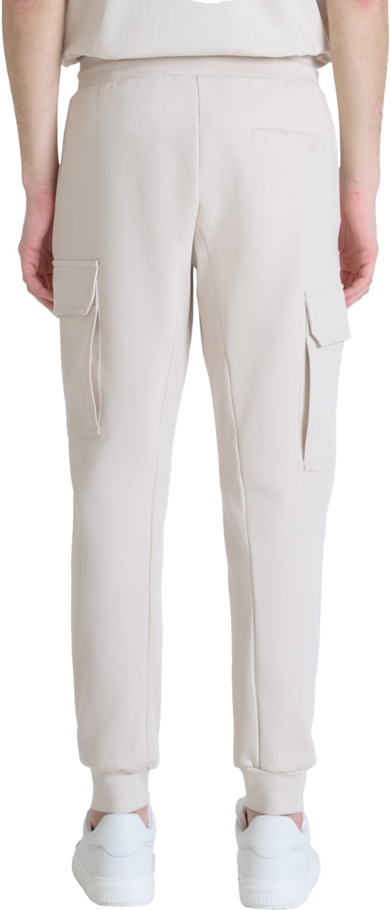 Antony Morato FLEECE TROUSERS REGULAR FIT IN INTERLOCK COTTON BLEND FABRIC WITH LOGOED RUBBER FLAG Beige