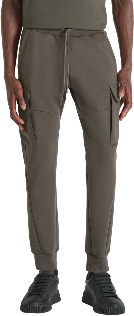 Antony Morato FLEECE TROUSERS REGULAR FIT WITH LOGOED RUBBER FLAG Groen