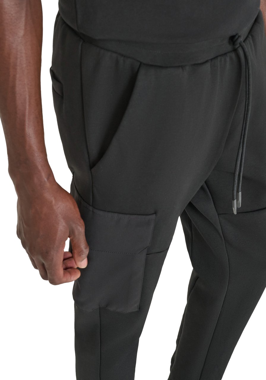 Antony Morato FLEECE TROUSERS REGULAR FIT WITH LOGOED RUBBER FLAG Zwart