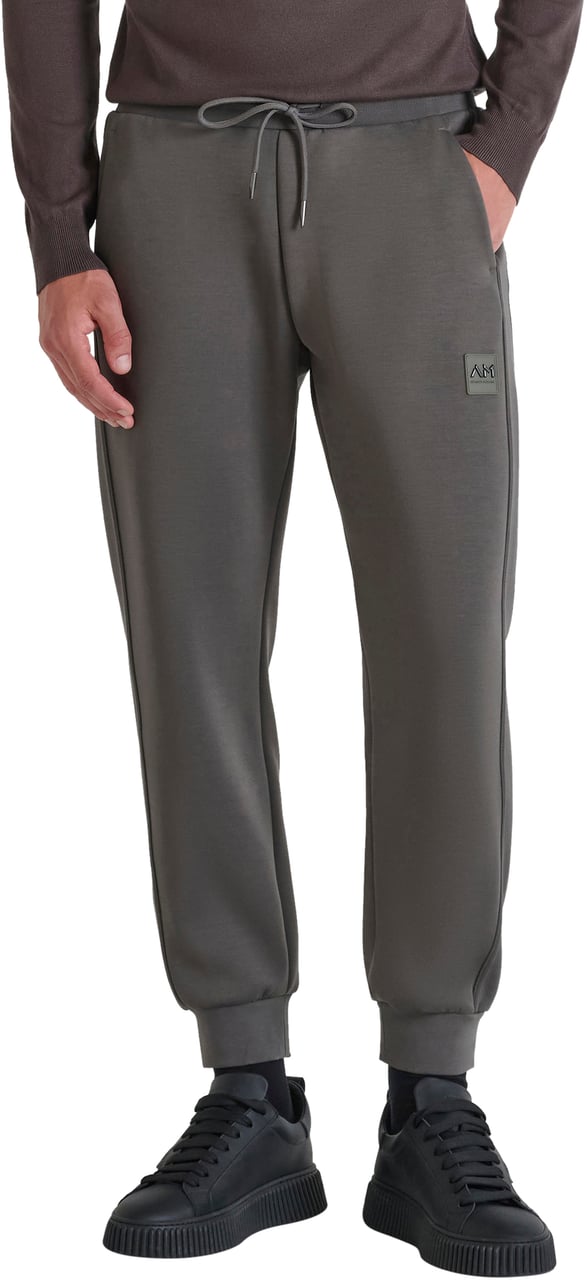Antony Morato FLEECE TROUSERS REGULAR FIT  WITH LOGOED METAL BADGE ON RUBBER PATCH Groen