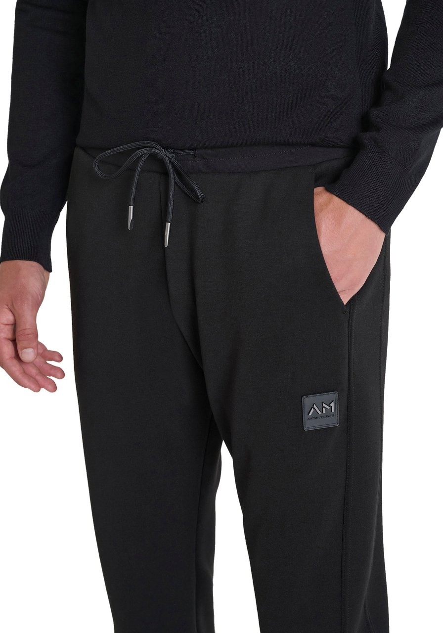 Antony Morato FLEECE TROUSERS REGULAR FIT  WITH LOGOED METAL BADGE ON RUBBER PATCH Zwart