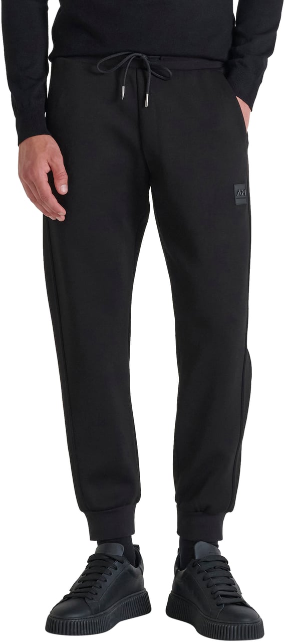 Antony Morato FLEECE TROUSERS REGULAR FIT  WITH LOGOED METAL BADGE ON RUBBER PATCH Zwart