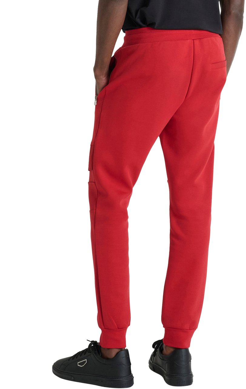 Antony Morato FLEECE TROUSERS SLIM FIT IN INTERLOCK WITH FLAPS ON LEGS AND BACK RUBBER PRINT Rood