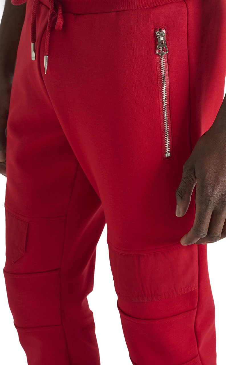 Antony Morato FLEECE TROUSERS SLIM FIT IN INTERLOCK WITH FLAPS ON LEGS AND BACK RUBBER PRINT Rood