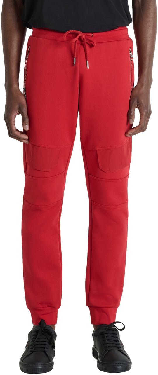 Antony Morato FLEECE TROUSERS SLIM FIT IN INTERLOCK WITH FLAPS ON LEGS AND BACK RUBBER PRINT Rood