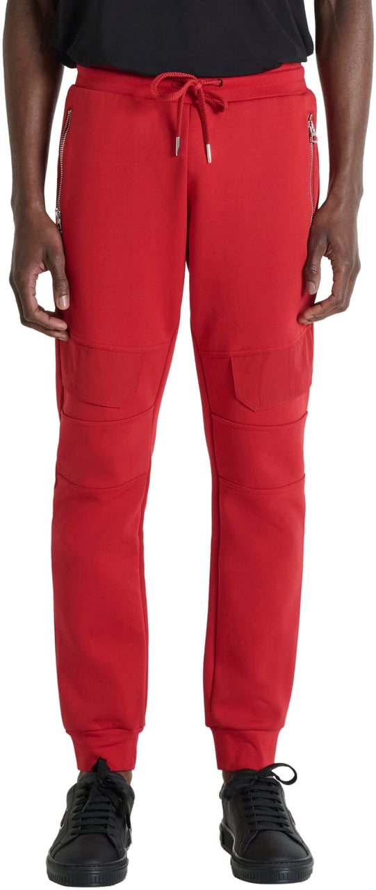 Antony Morato FLEECE TROUSERS SLIM FIT IN INTERLOCK WITH FLAPS ON LEGS AND BACK RUBBER PRINT Rood