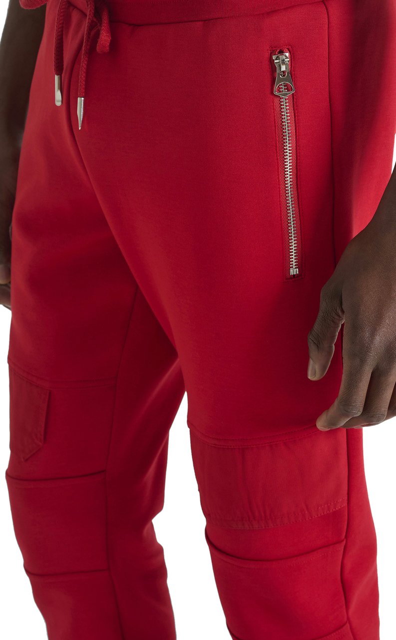 Antony Morato FLEECE TROUSERS SLIM FIT IN INTERLOCK WITH FLAPS ON LEGS AND BACK RUBBER PRINT Rood