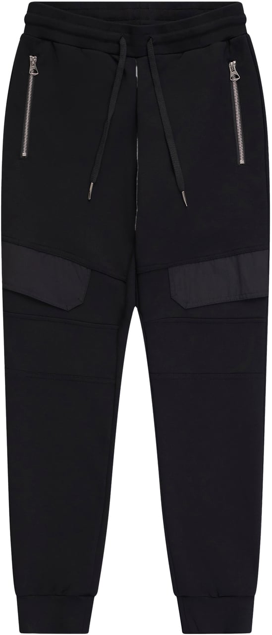 Antony Morato FLEECE TROUSERS SLIM FIT IN INTERLOCK WITH FLAPS ON LEGS AND BACK RUBBER PRINT Zwart