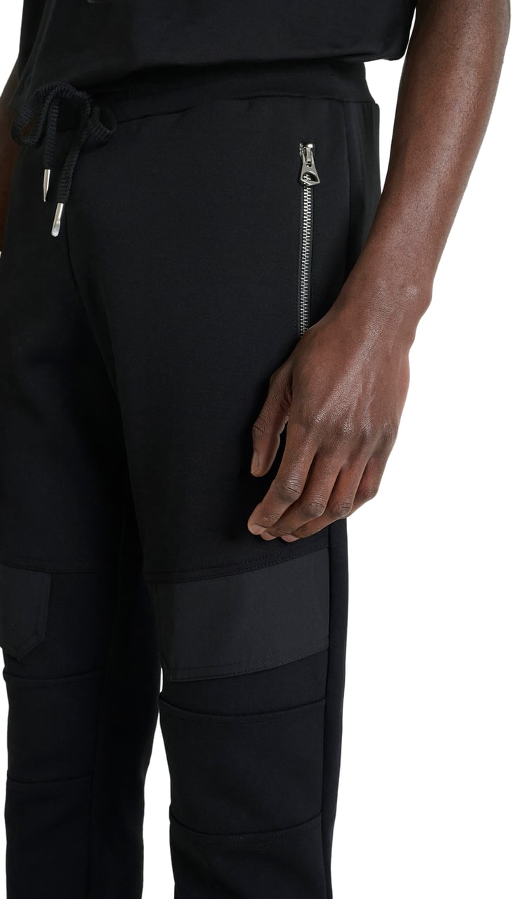 Antony Morato FLEECE TROUSERS SLIM FIT IN INTERLOCK WITH FLAPS ON LEGS AND BACK RUBBER PRINT Zwart