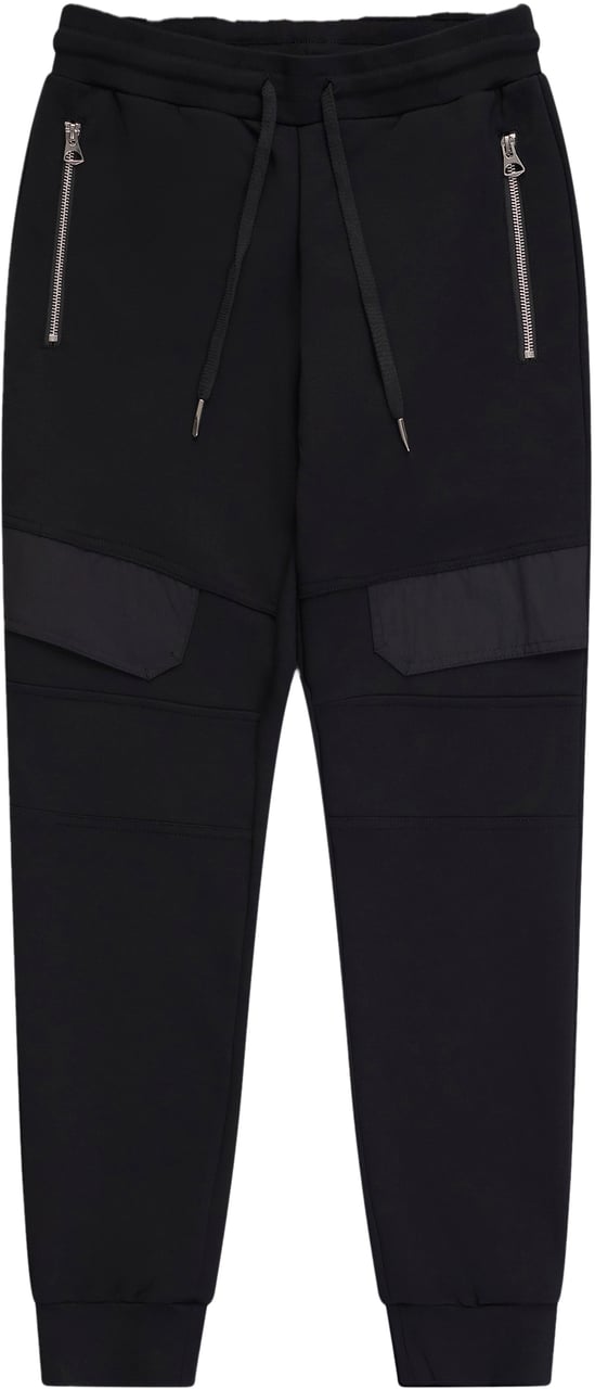 Antony Morato FLEECE TROUSERS SLIM FIT IN INTERLOCK WITH FLAPS ON LEGS AND BACK RUBBER PRINT Zwart