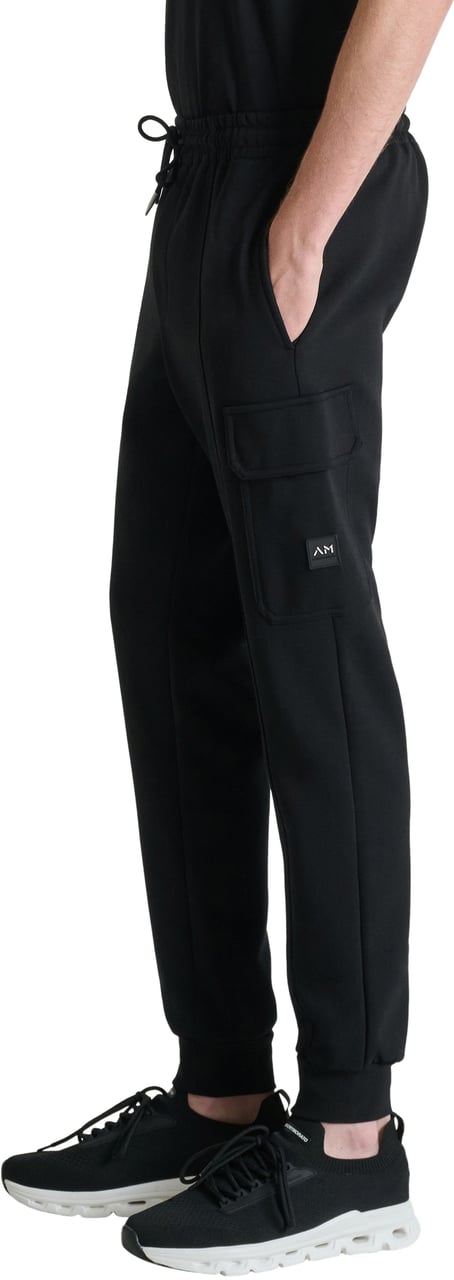 Antony Morato FLEECE TROUSERS REGULAR FIT IN INTERLOCK WITH RUBBER METAL PATCH ON POCKET Zwart