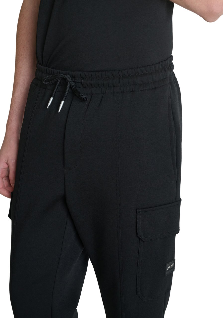 Antony Morato FLEECE TROUSERS REGULAR FIT IN INTERLOCK WITH RUBBER METAL PATCH ON POCKET Zwart