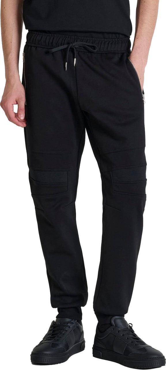 Antony Morato TROUSERS SLIM FIT IN INTERLOCK WITH RIB ON LEGS AND METAL PLATE ON BACK POCKET Zwart