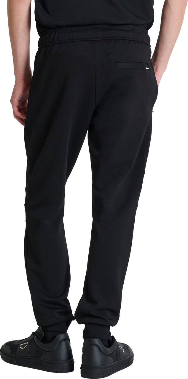 Antony Morato TROUSERS SLIM FIT IN INTERLOCK WITH RIB ON LEGS AND METAL PLATE ON BACK POCKET Zwart