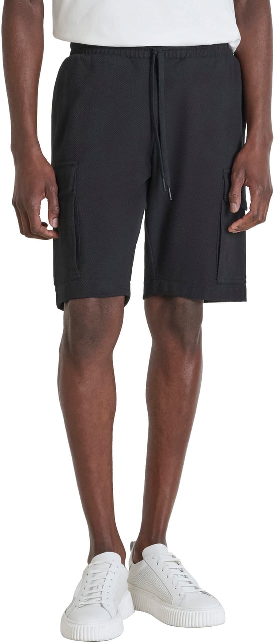 Antony Morato FLEECE SHORTS REGULAR FIT IN COTTON BLEND TWILL CONSTRUCTION  WITH METAL LOGO Zwart
