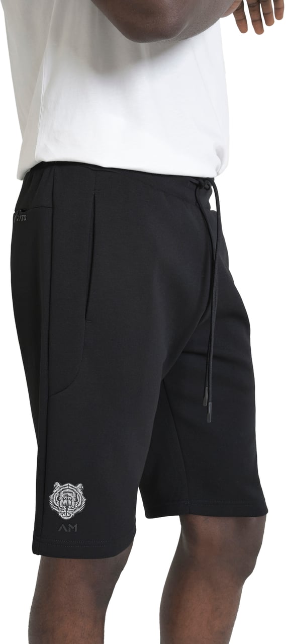 Antony Morato FLEECE SHORTS REGULAR FIT IN INTERLOCK COTTON BLEND FABRIC WITH RUBBER INJECTION LOGO PRINT Zwart