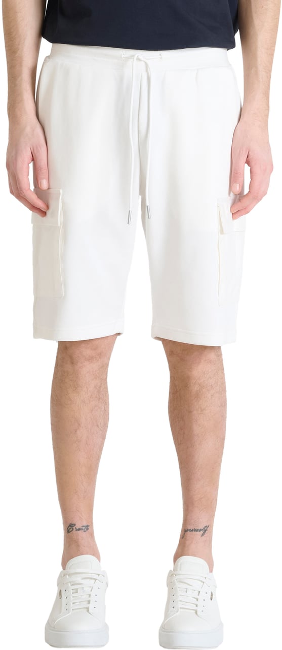 Antony Morato FLEECE SHORTS REGULAR FIT IN INTERLOCK COTTON BLEND FABRIC WITH EMBROIDERED LOGO Beige