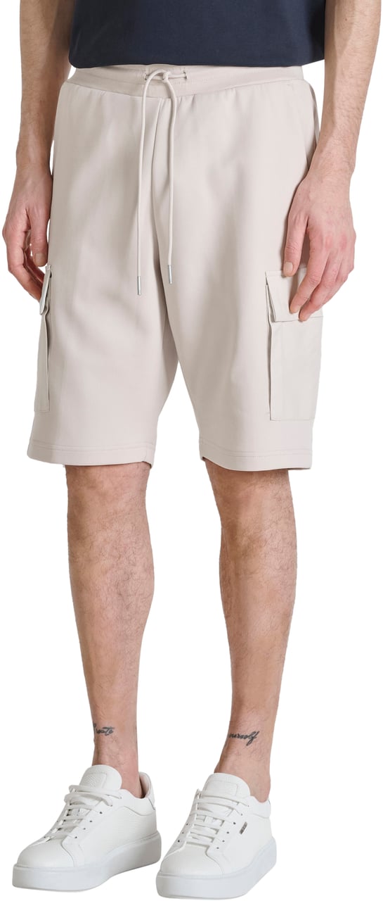 Antony Morato FLEECE SHORTS REGULAR FIT IN INTERLOCK COTTON BLEND FABRIC WITH EMBROIDERED LOGO Beige