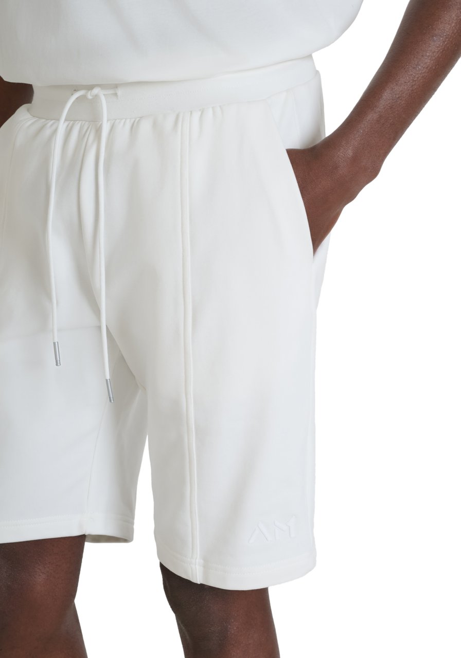 Antony Morato FLEECE SHORTS REGULAR FIT IN SUSTAINABLE COTTON BLEND FABRIC WITH EMBROIDERED LOGO Beige