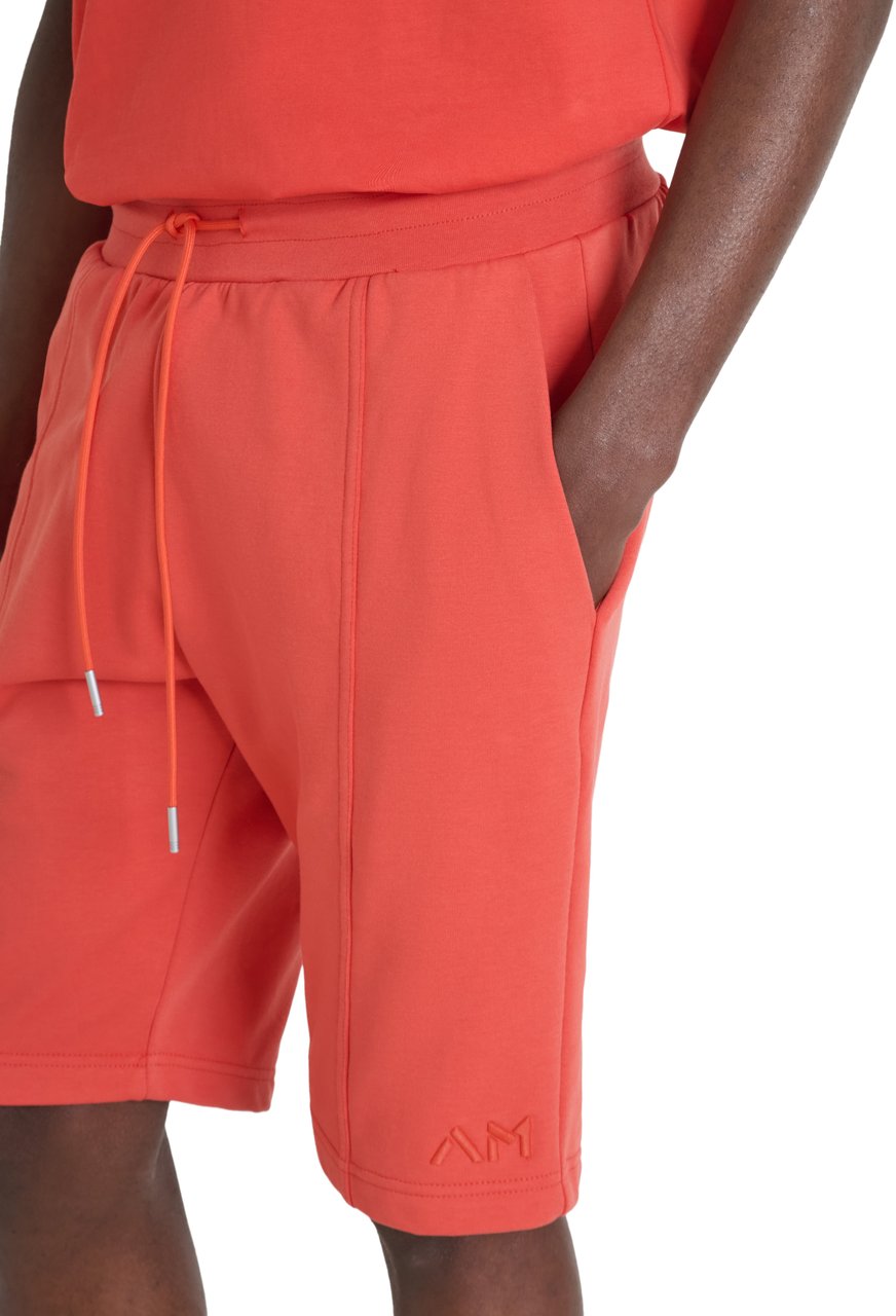 Antony Morato FLEECE SHORTS REGULAR FIT IN SUSTAINABLE COTTON BLEND FABRIC WITH EMBROIDERED LOGO Rood