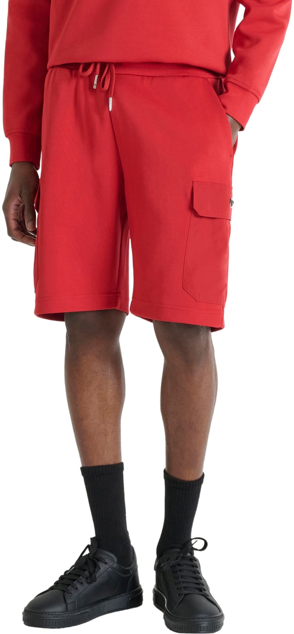 Antony Morato SHORTS REGULAR FIT IN INTERLOCK  WITH RUBBER PLATE ON CONTRAST POCKET Rood