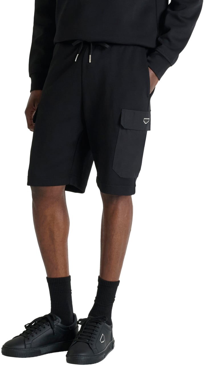 Antony Morato SHORTS REGULAR FIT IN INTERLOCK WITH RUBBER PLATE ON CONTRAST POCKET Zwart