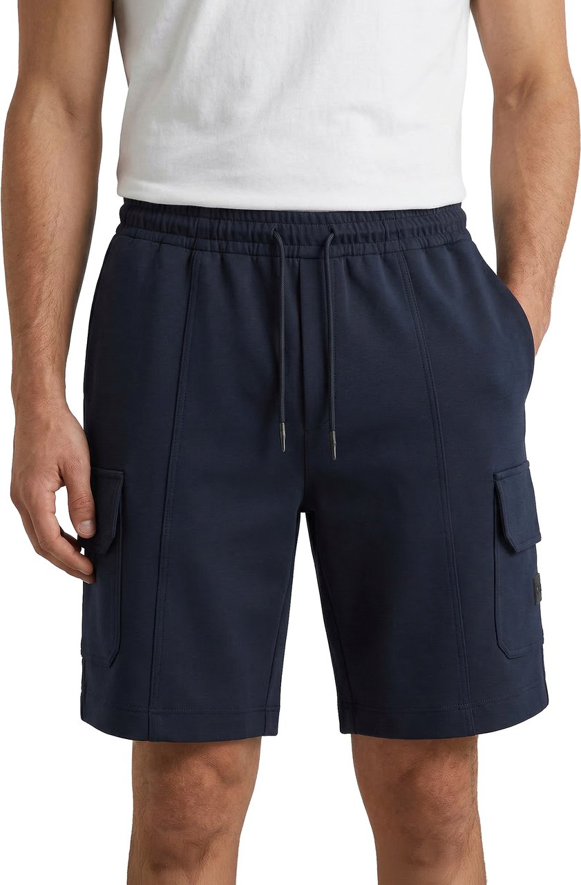 Antony Morato SHORTS REGULAR FIT IN INTERLOCK WITH PATCH WITH LOGO Blauw